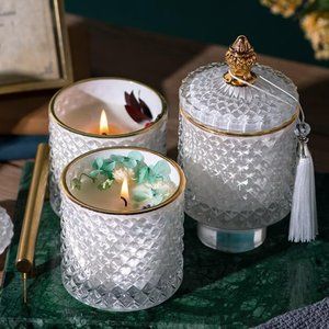 Jasmine & Lily Premium Scented Glass Decorative Vintage Jar Candle